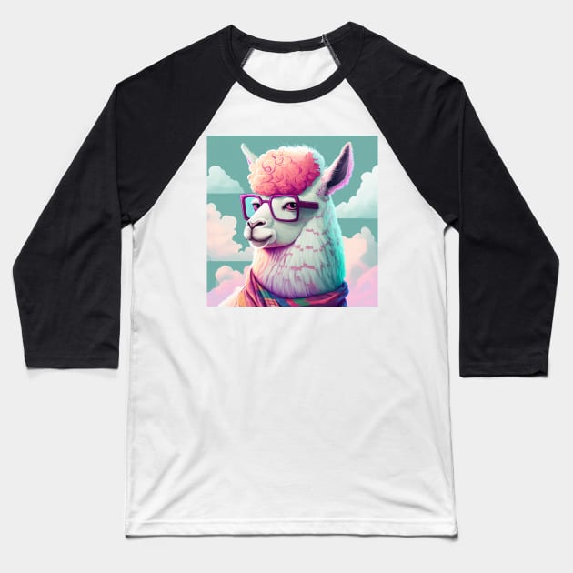 Vapor Wave Llama Baseball T-Shirt by TheArtfulAllie